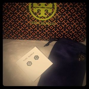 Brand New Tory Burch Hex-Log Stud Earrings. Silver